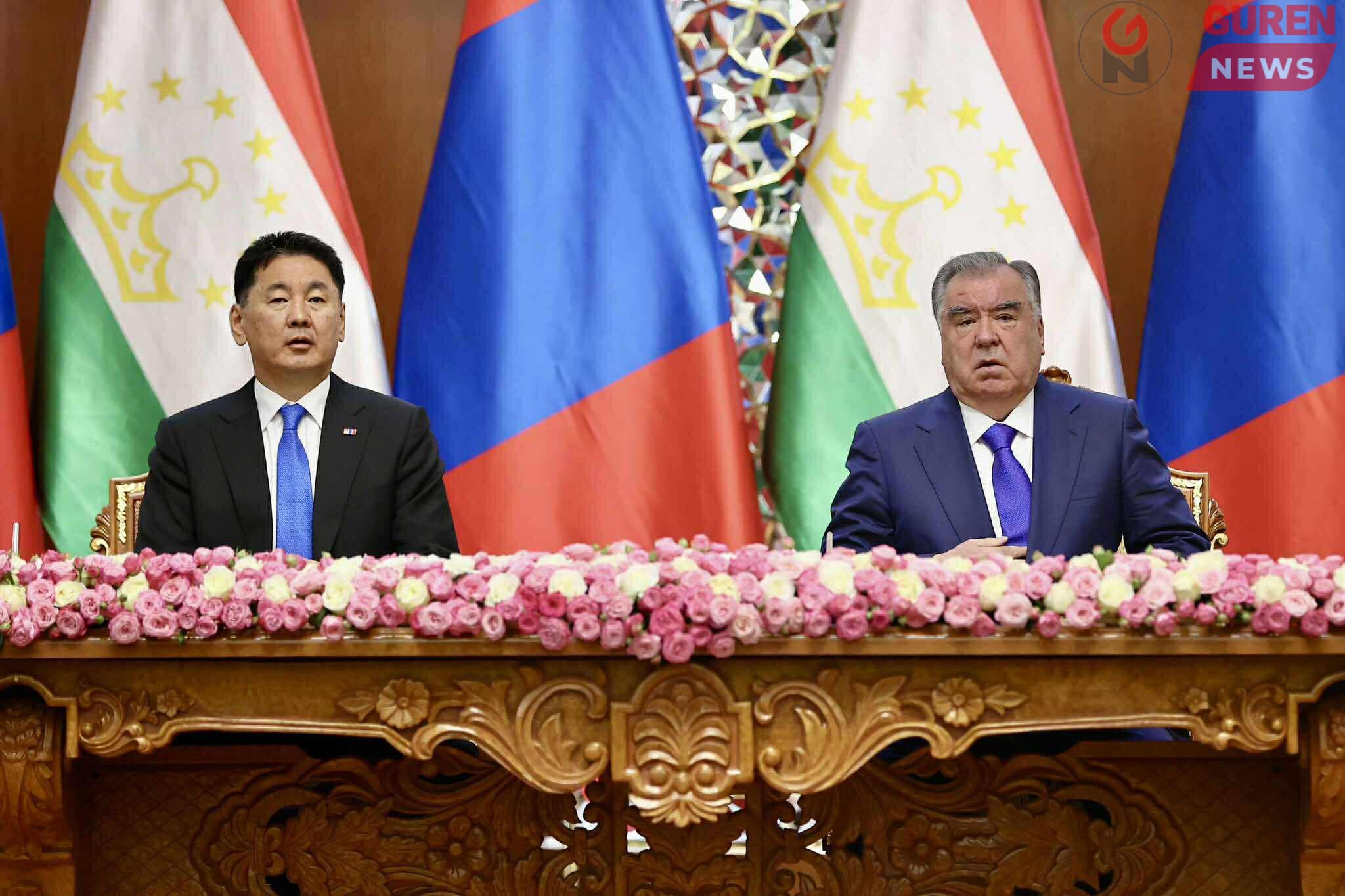 Ерөнхийлөгч У.Хүрэлсүх, Тажикистан Улсын Ерөнхийлөгч Эмомали Рахмон нар мэдээлэл хийлээ