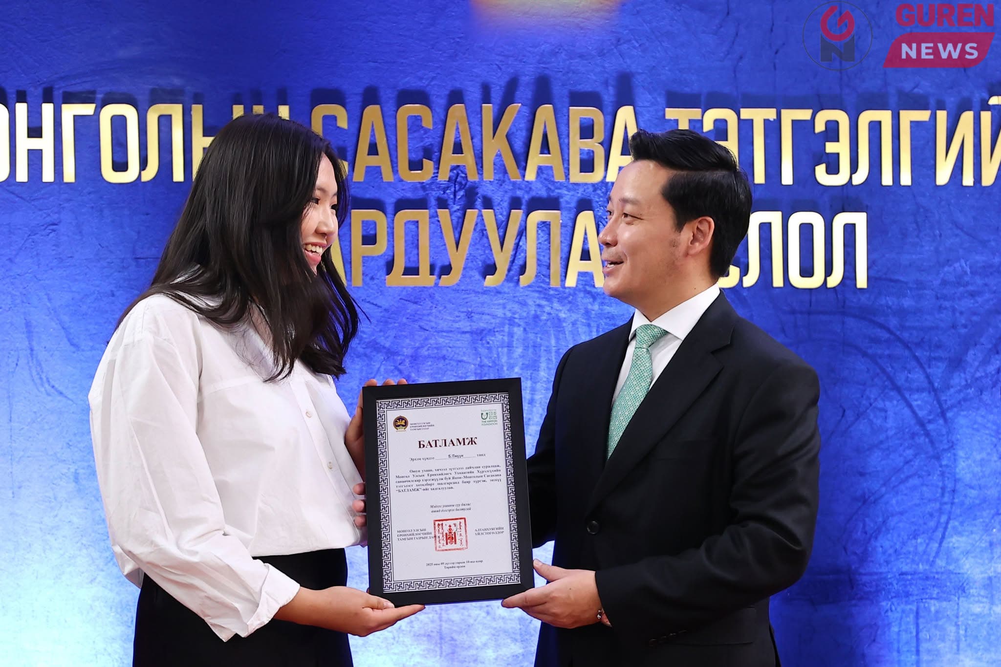 “Япон-Монголын Сасакава” тэтгэлэгт хөтөлбөрийн эзэд батламжаа гардаж авлаа