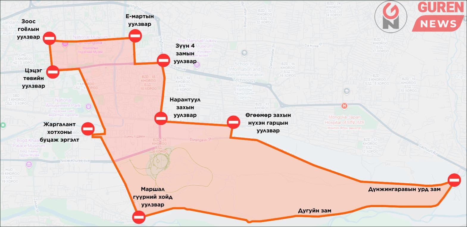 Бямба гарагт 06-18 цаг хүртэл дараах замуудыг ХААНА